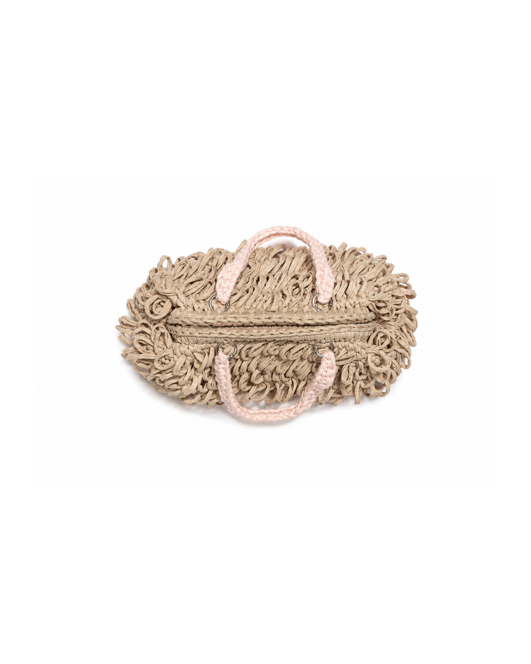 Beige Handcrafted Raffia Loop Bag – Sculptural Summer Handbag (Symphony Rouge)