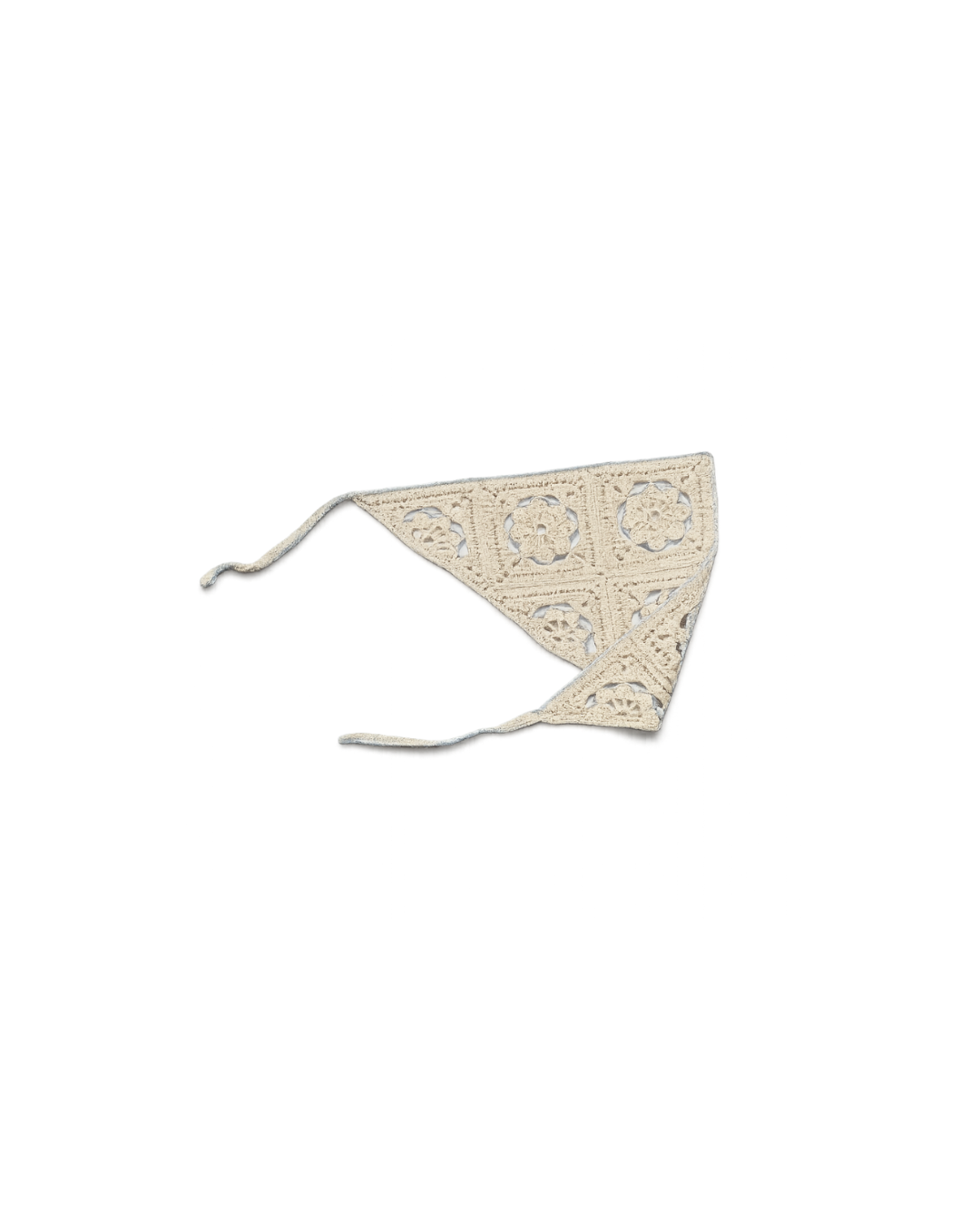 Beige Crochet Bandana / Headscarf Made of 100% Mercerized Cotton / Granny-square stitch