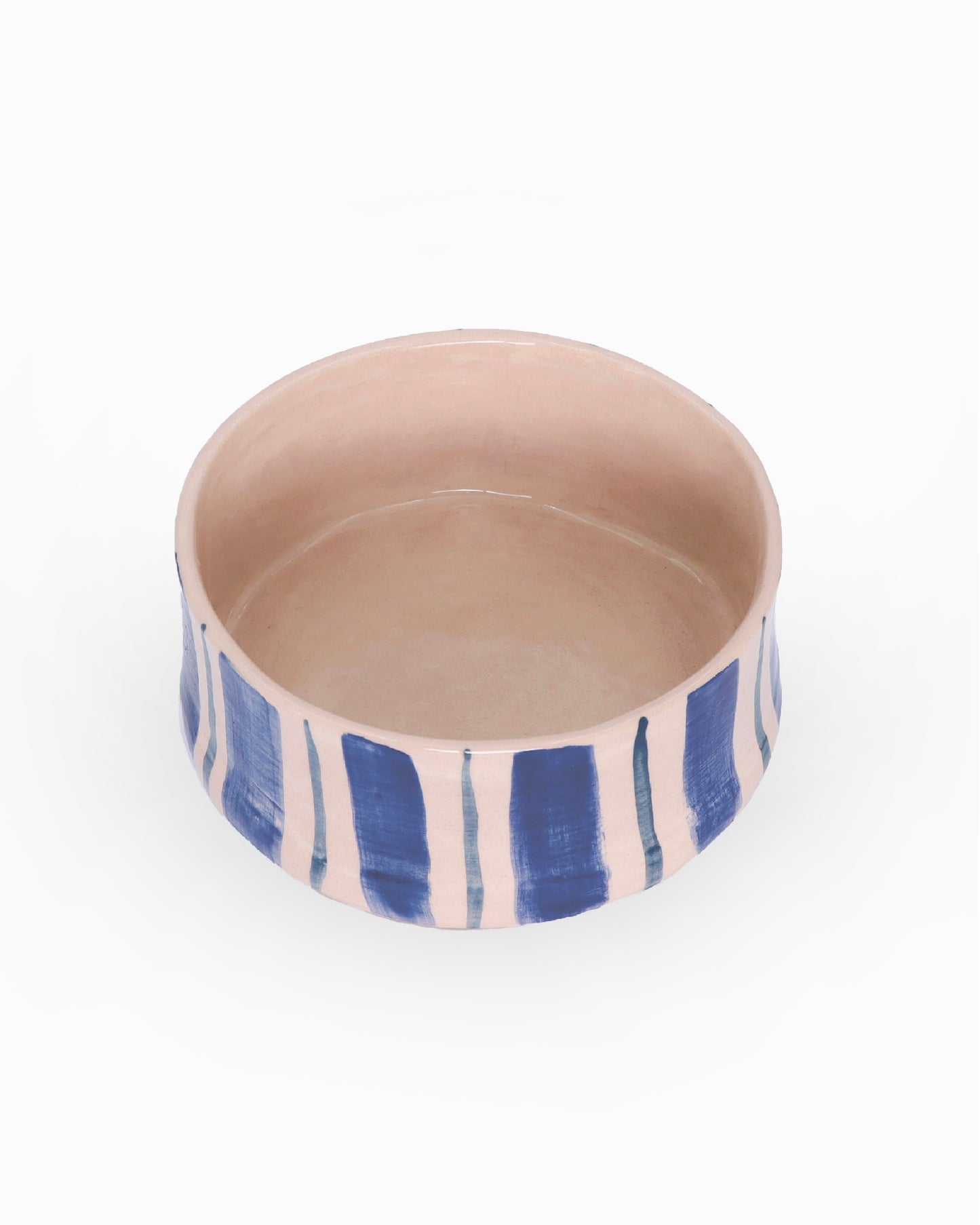 Striped handmade fruit bowl