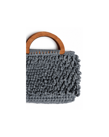 Grey Handmade Textured Loop Crochet Handbag – Modern Artisanal Tote (Deep Pulse)