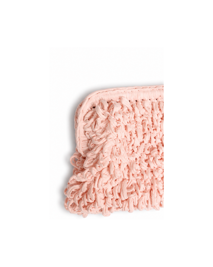 Pink Handcrafted Chunky Knit Clutch – Modern Soft Loop Evening Bag (Amour Cloud)