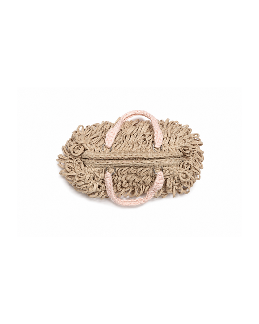 Beige Handcrafted Raffia Loop Bag – Sculptural Summer Handbag (Symphony Rouge)