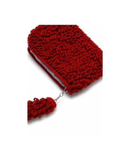 Red Handmade Textured Loop Crochet Shoulder Bag – Modern Red Statement Purse (Diva)