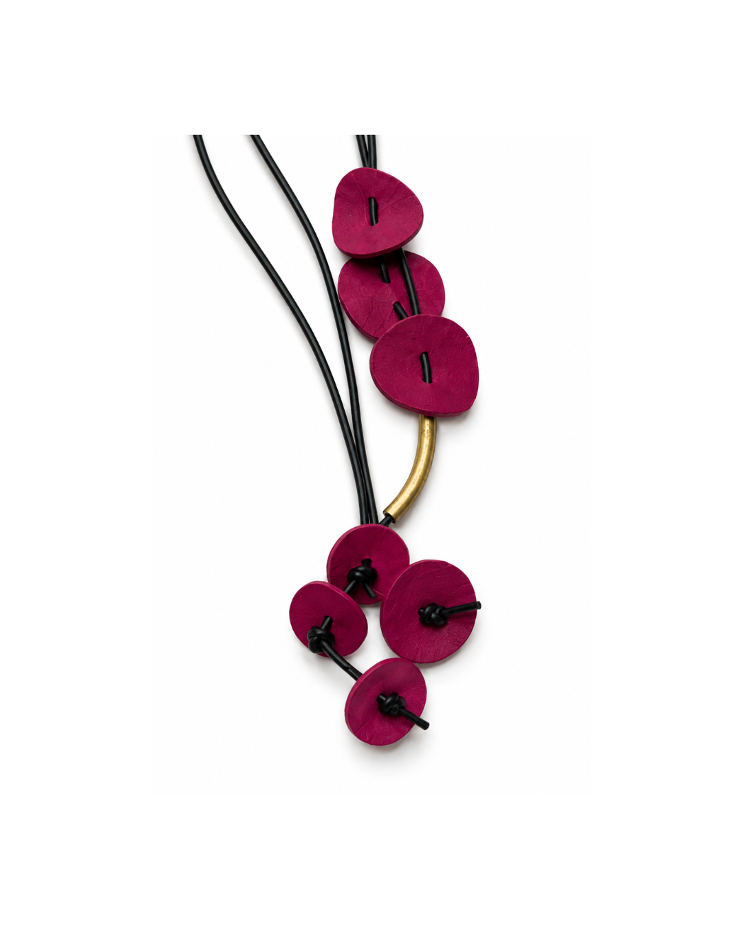 Fuchsia Harmony Suede Accessory Sculptural minimalism, easily adjustable length.