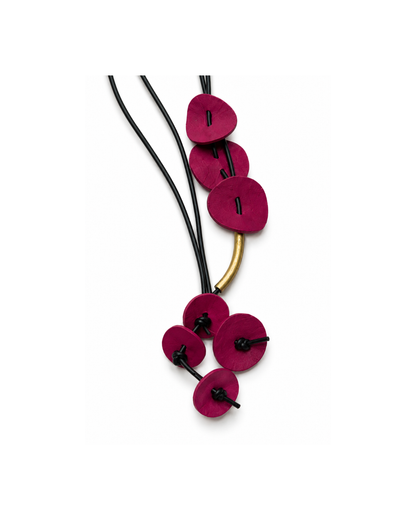 Fuchsia Harmony Suede Accessory Sculptural minimalism, easily adjustable length.
