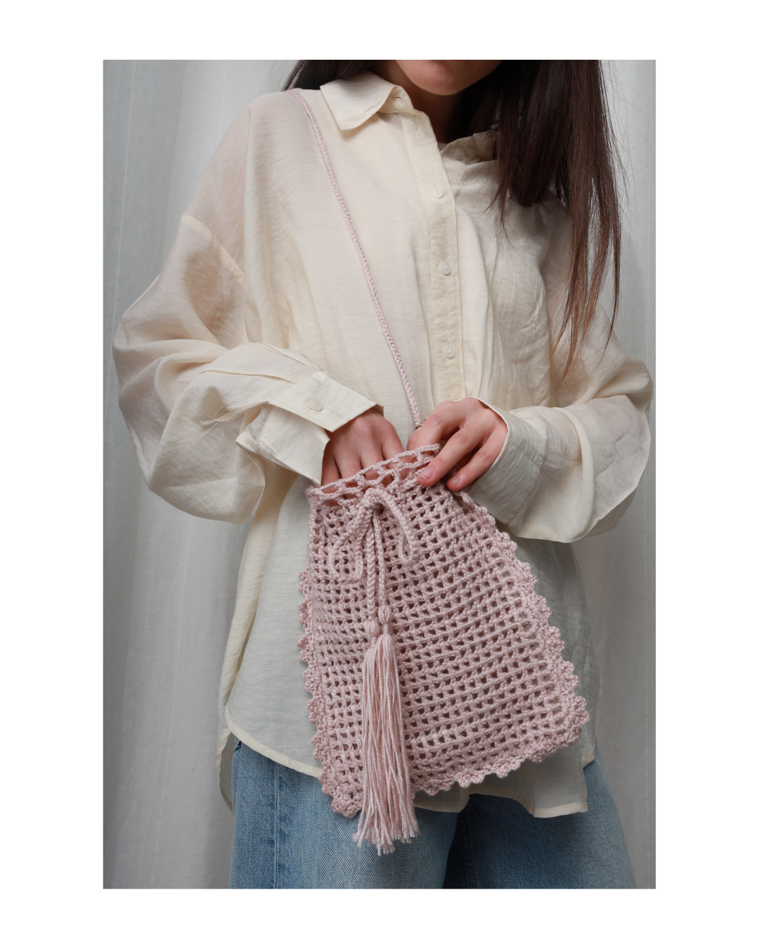 Pink Crochet Boho Bag
