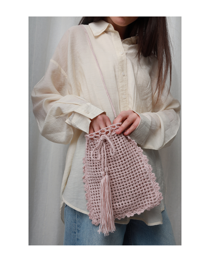 Pink Crochet Boho Bag
