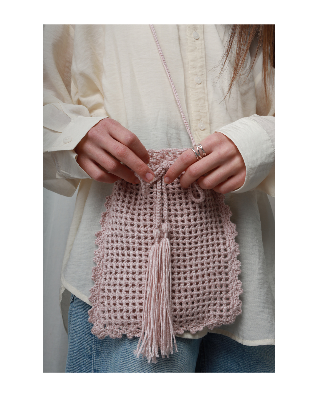 Pink Crochet Boho Bag