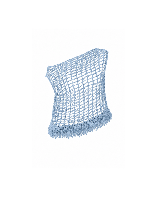 Blue Mesh Fringe Vest