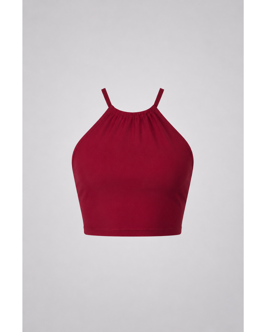 RED HALTER CROP TOP