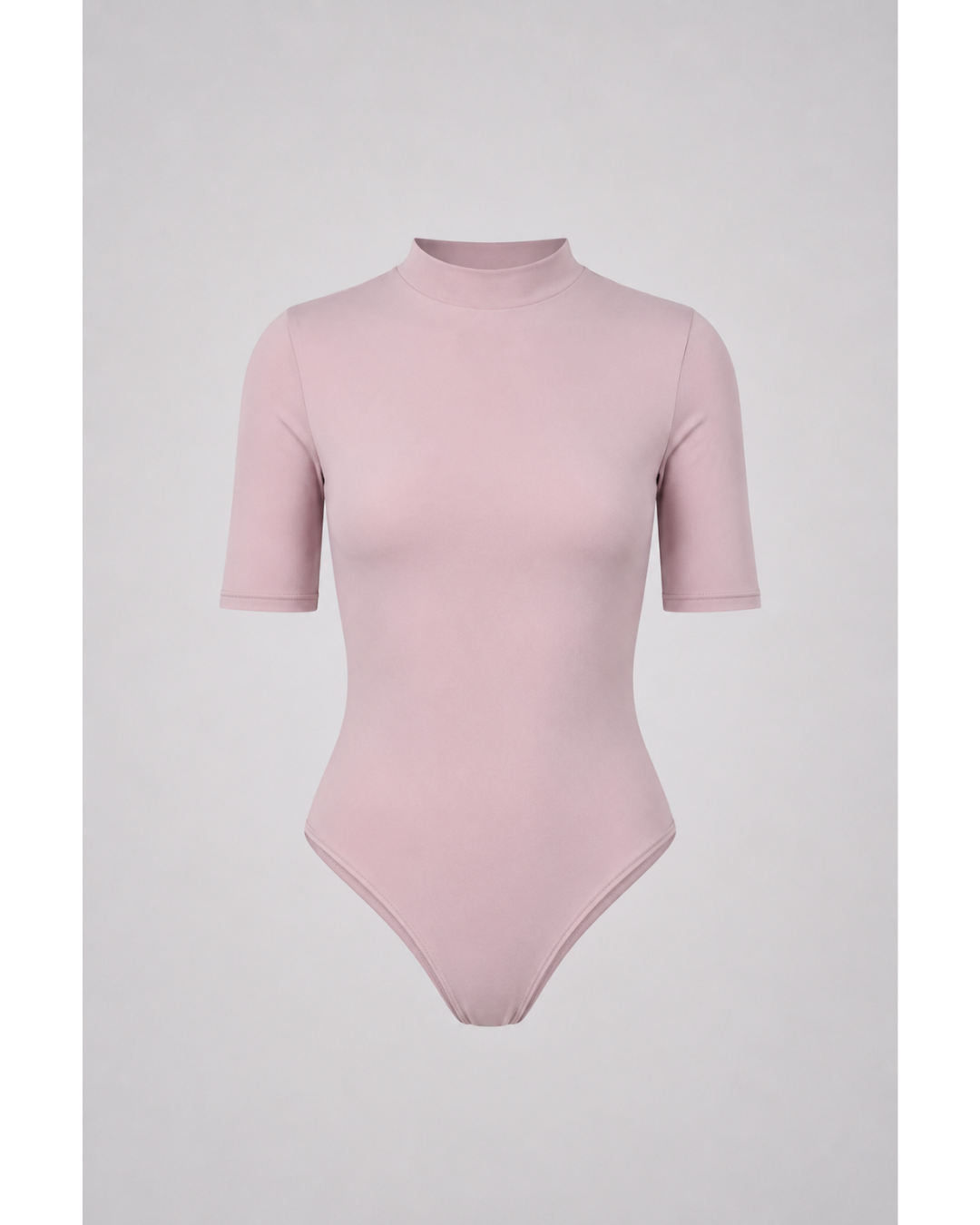 PINK LONG-SLEEVE MOCK NECK BODYSUIT — Cutout