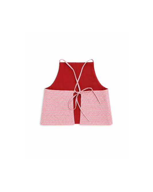 Cream & Red Reversible Striped Top