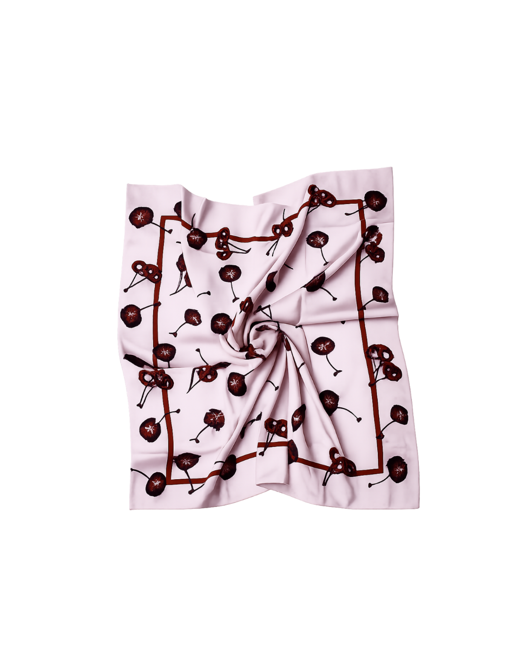 Pink & Burgundy Cherry Notes Silk Scarf