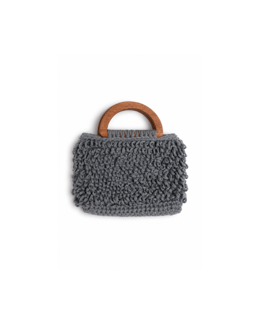 Grey Handmade Textured Loop Crochet Handbag – Modern Artisanal Tote (Deep Pulse)