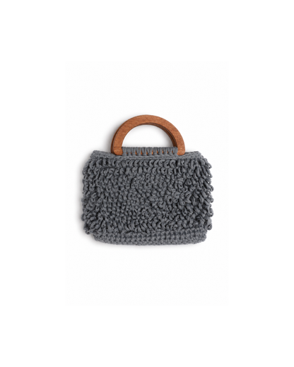 Grey Handmade Textured Loop Crochet Handbag – Modern Artisanal Tote (Deep Pulse)