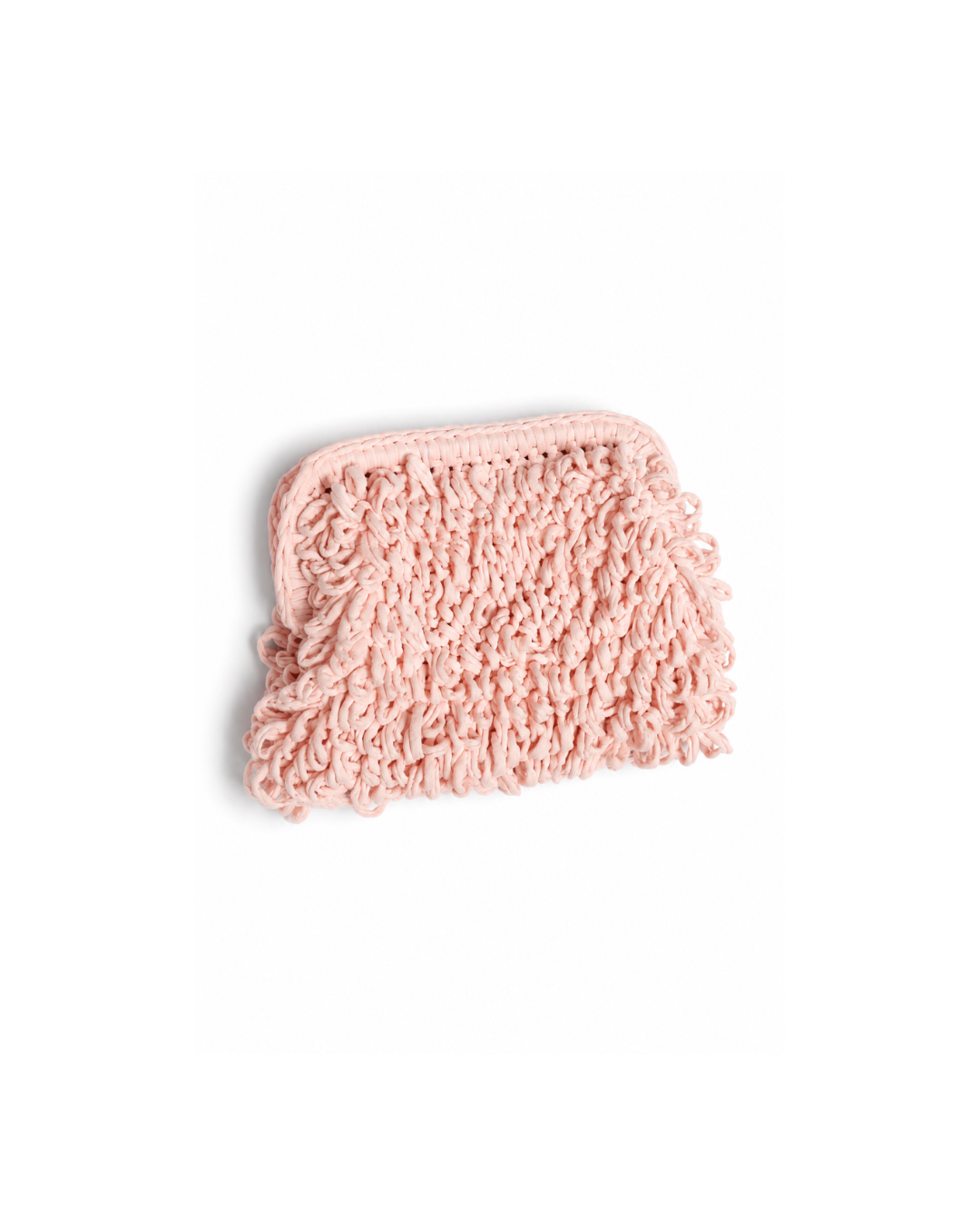 Pink Handcrafted Chunky Knit Clutch – Modern Soft Loop Evening Bag (Amour Cloud)