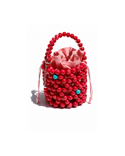 Pink & Blue Beaded Handbag – ''Bucket Bag''