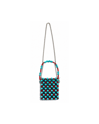 Blue & Pink Beaded Handbag ''Azure Bag''