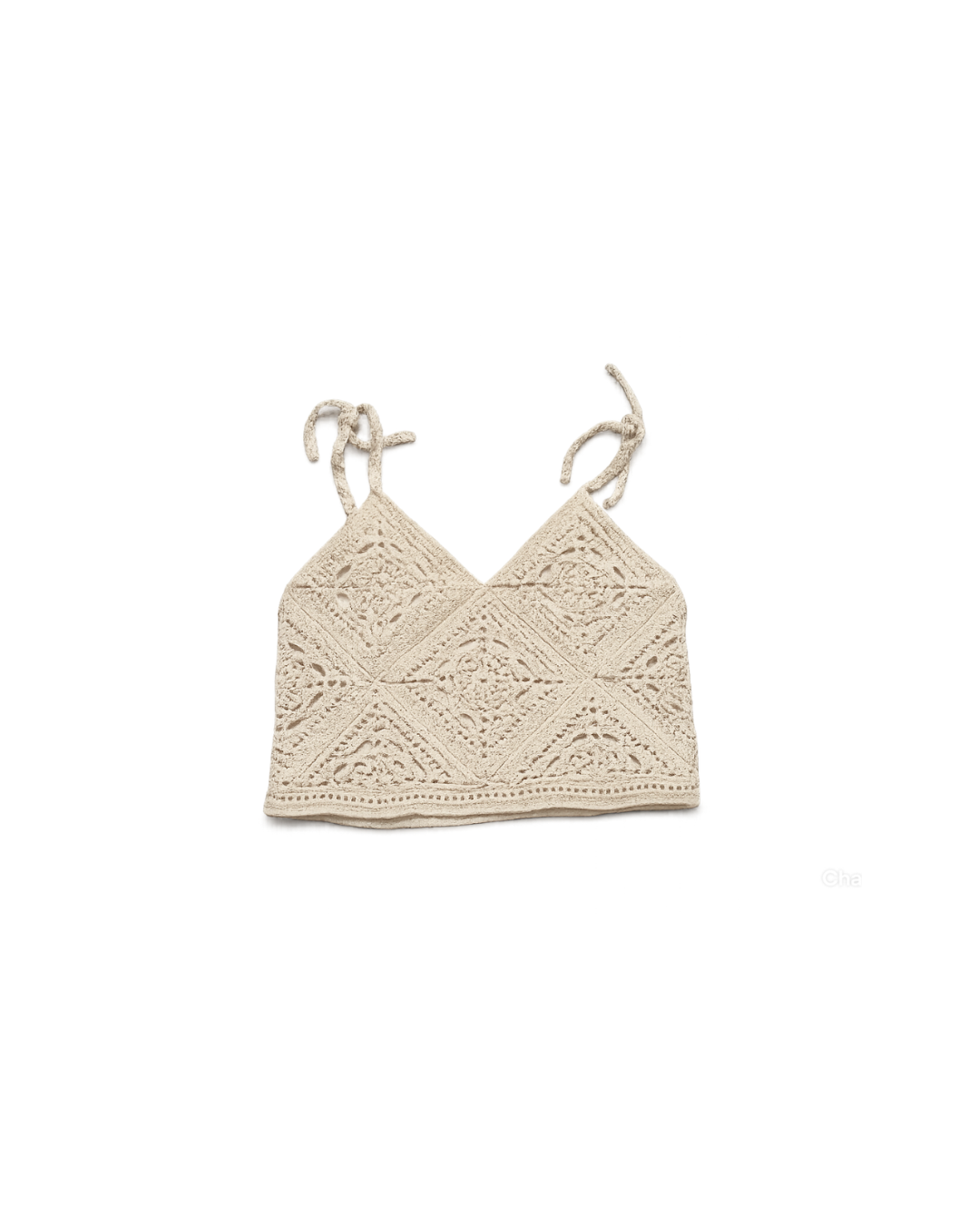 Handmade Beige Crochet Top Made of 100% Mercerized Cotton
