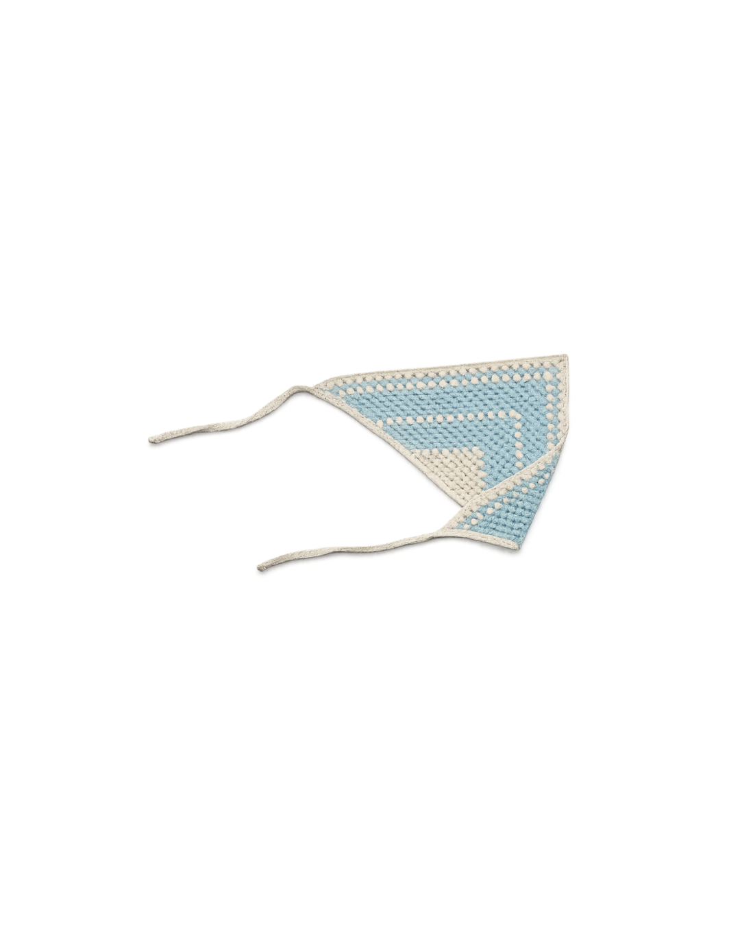 Blue & Beige Crochet Bandana / Headscarf Made of 100% Mercerized Cotton