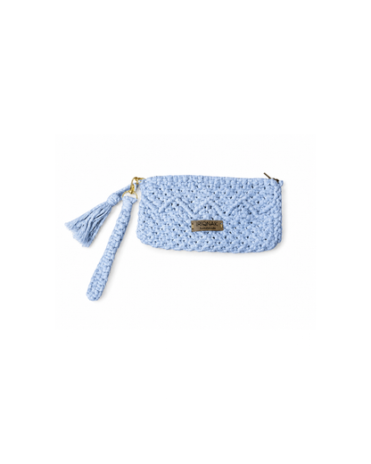 Blue Signature Macramé Wristlet