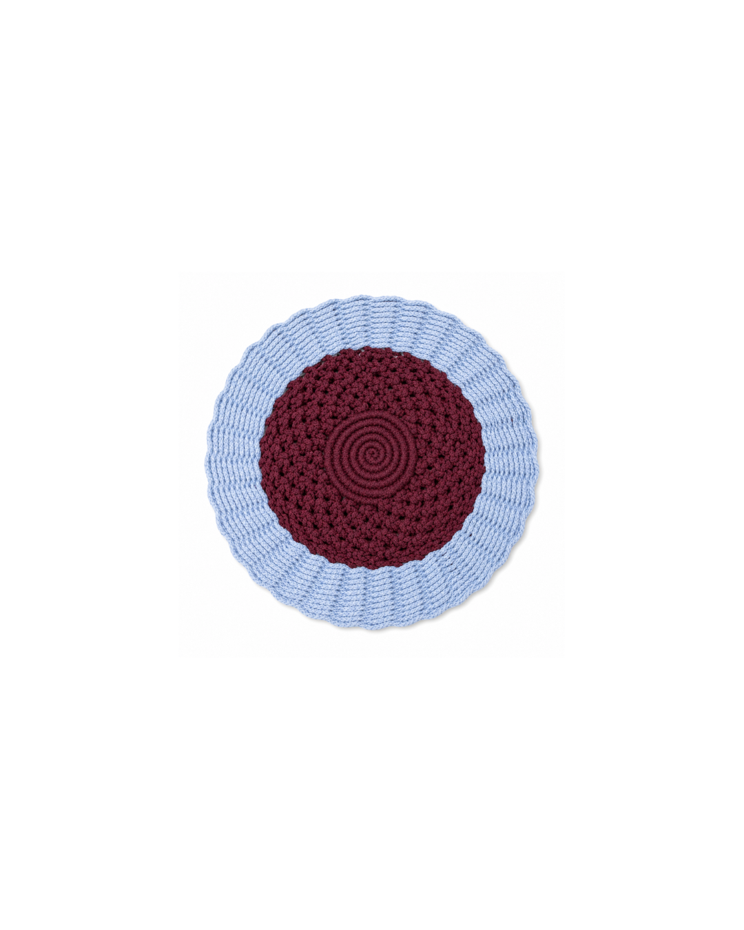 Blue & Burgundy Handcrafted Round Macrame Table Decor Dual Tone 30cm