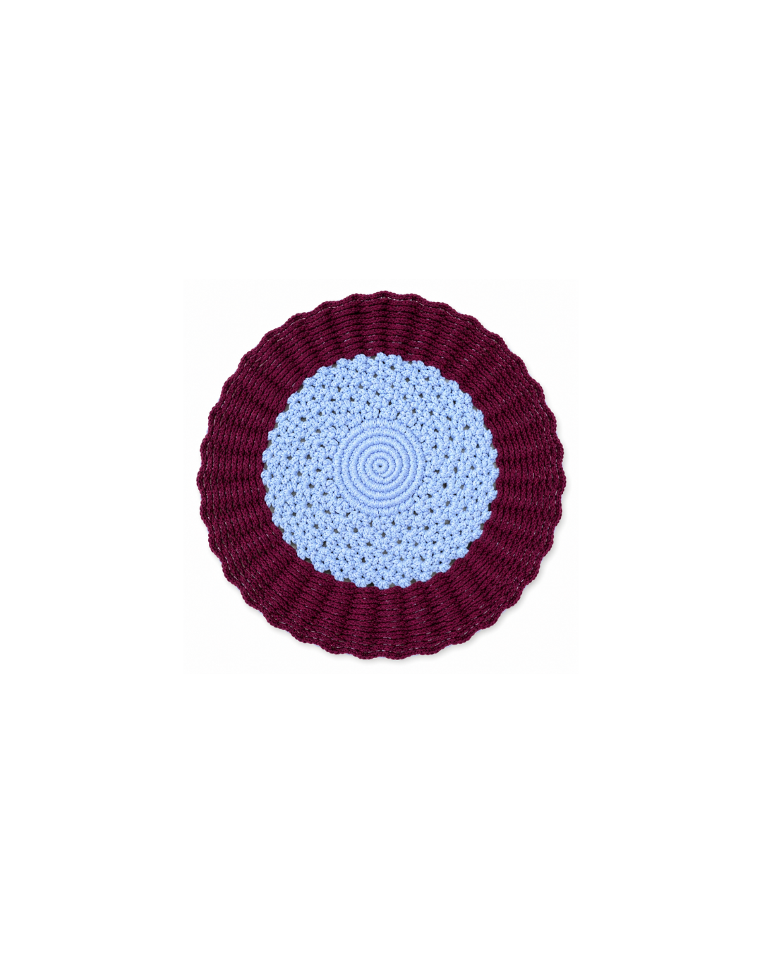 Burgundy & Blue Handcrafted Round Macrame Table Decor Dual Tone 30cm