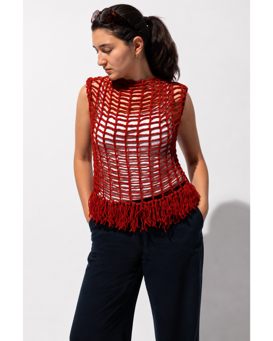 Terracota Mesh Fringe Vest