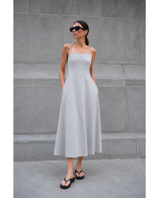 Grey Maxi Cotton Summer Dress