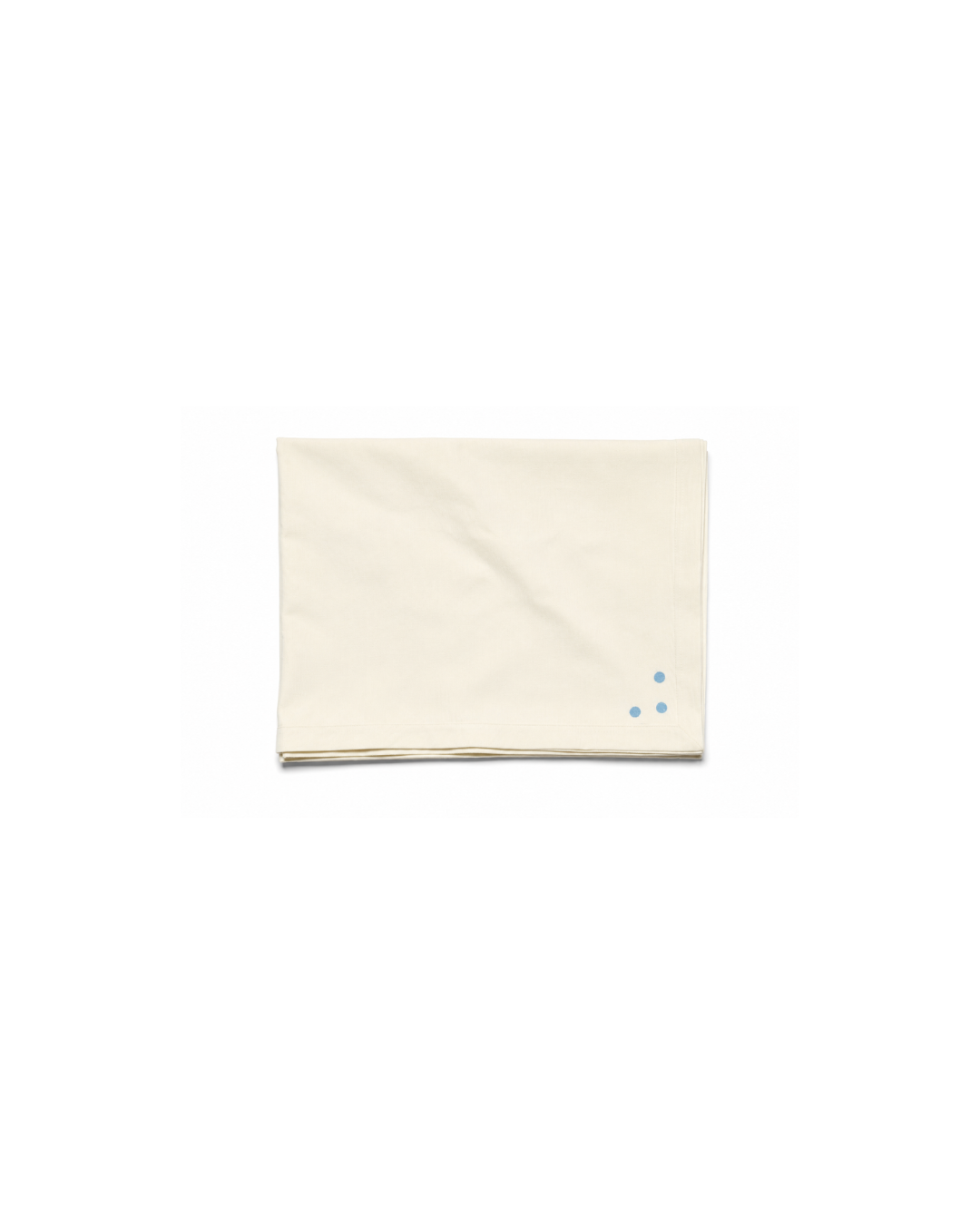 Cream Color Handcrafted Cotton Tablecloth with Dot Accents and Mitered Corners