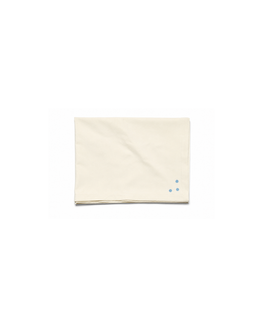 Cream Color Handcrafted Cotton Tablecloth with Dot Accents and Mitered Corners