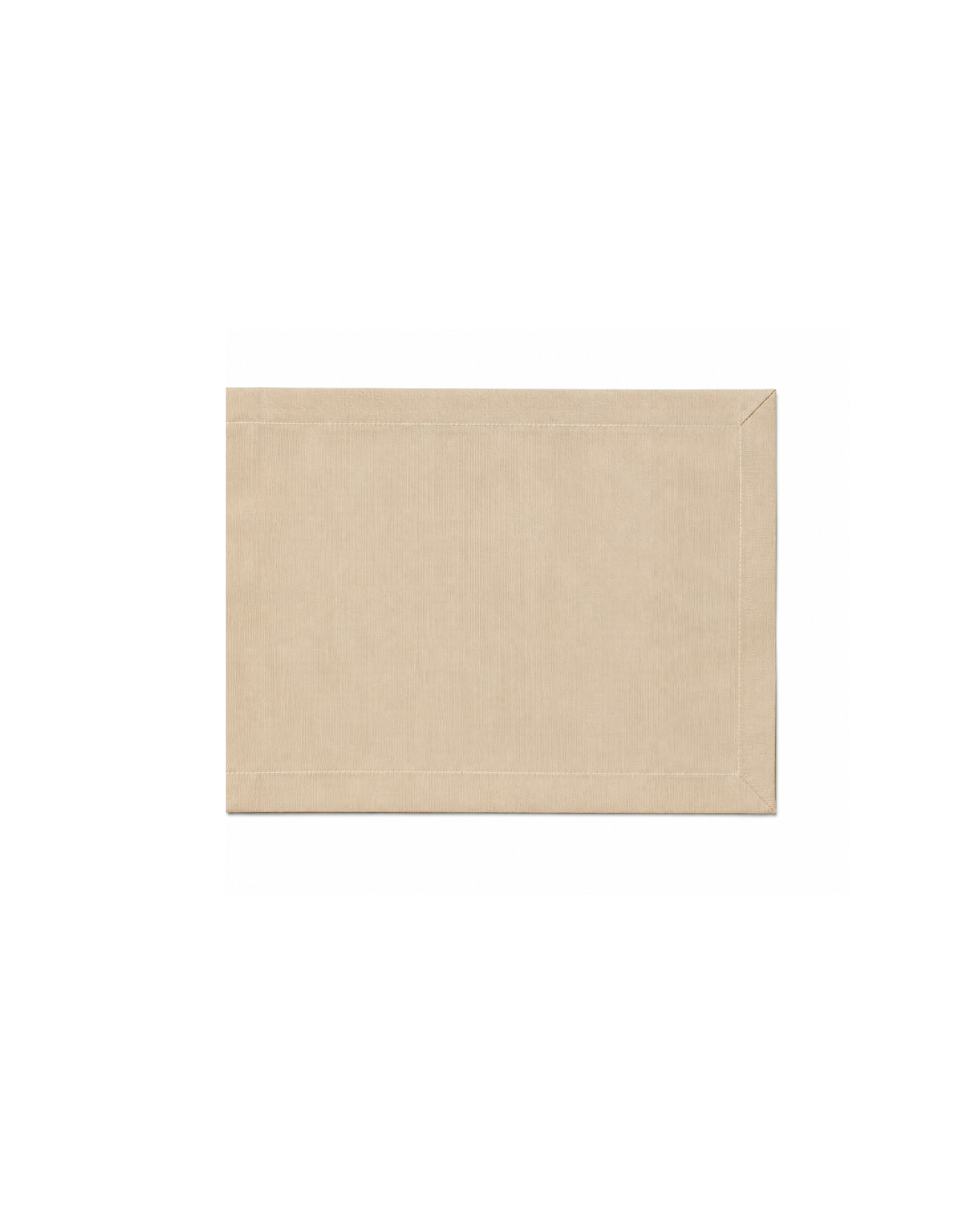 Beige Handcrafted Cotton Table Runner with Hand-Painted Border Stripes and Mitered Corners