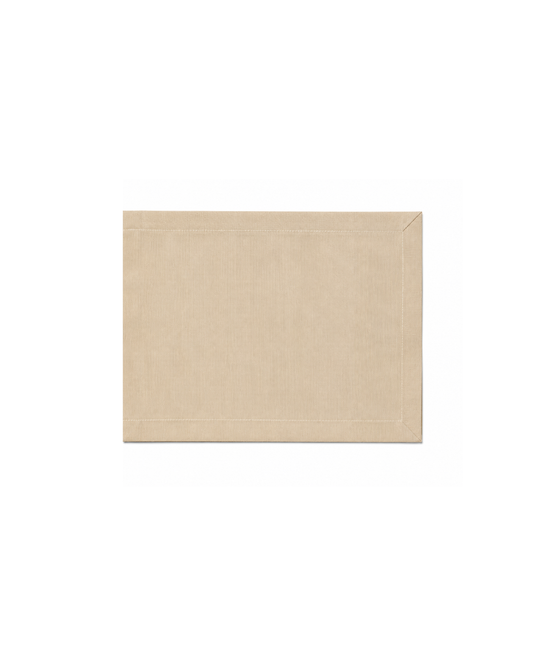Beige Handcrafted Cotton Table Runner with Hand-Painted Border Stripes and Mitered Corners