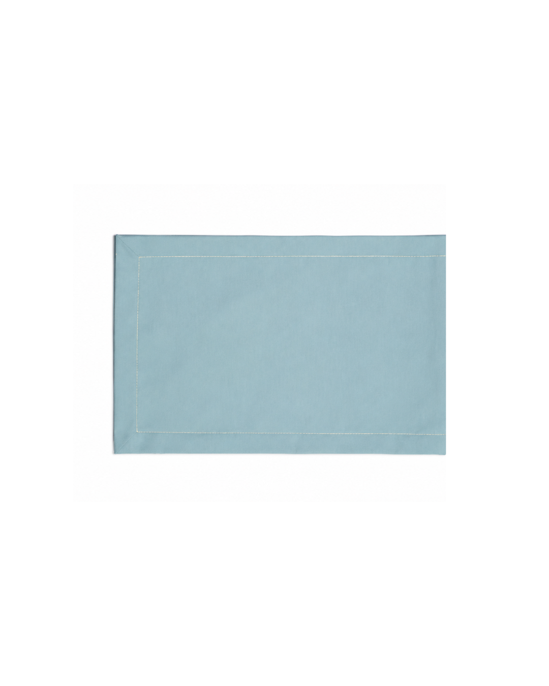 Blue Handcrafted Cotton Table Runner with Hand-Painted Border Stripes and Mitered Corners