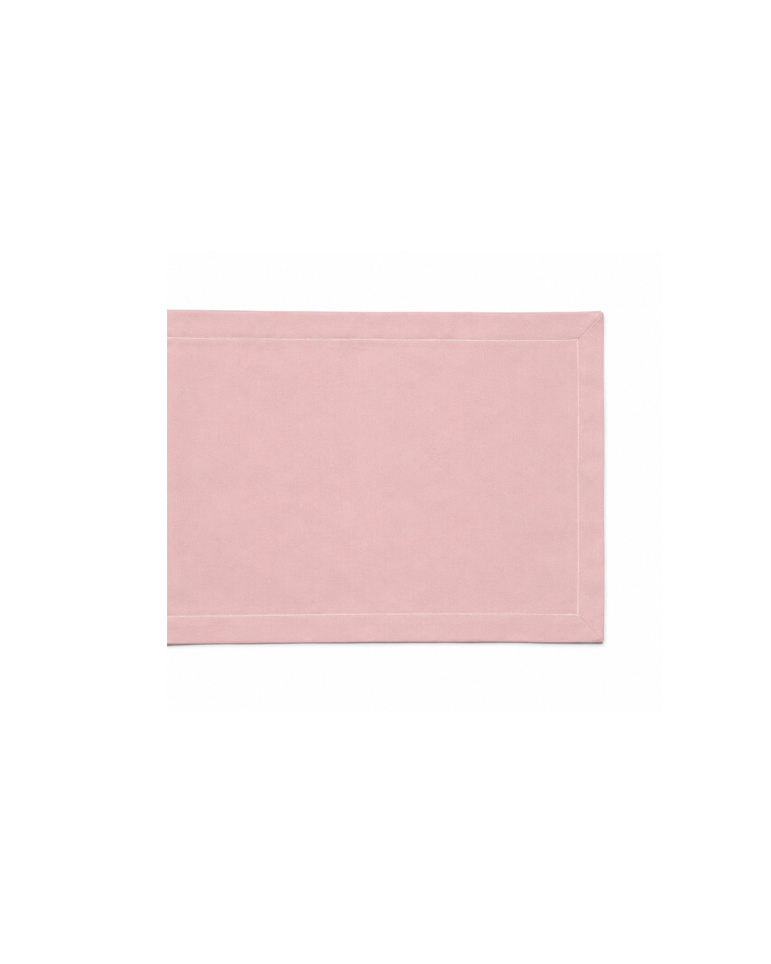 Pink Handcrafted Cotton Table Runner with Hand-Painted Border Stripes and Mitered Corners