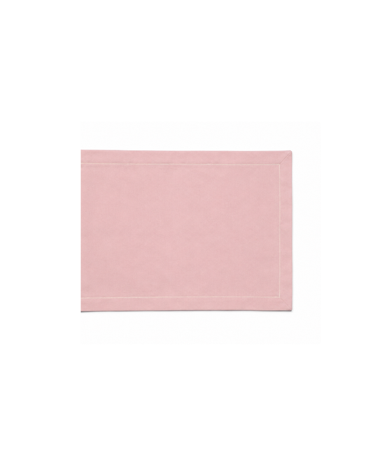 Pink Handcrafted Cotton Table Runner with Hand-Painted Border Stripes and Mitered Corners