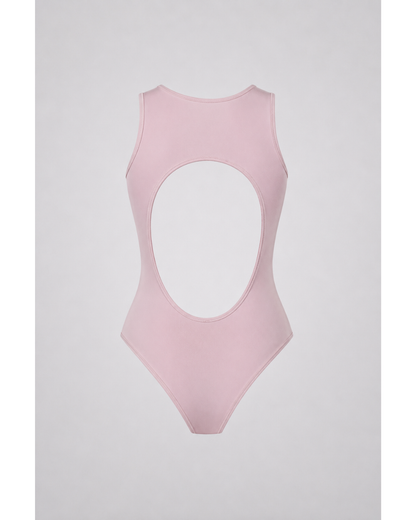 PINK HALTER BODYSUIT — Cutout Back