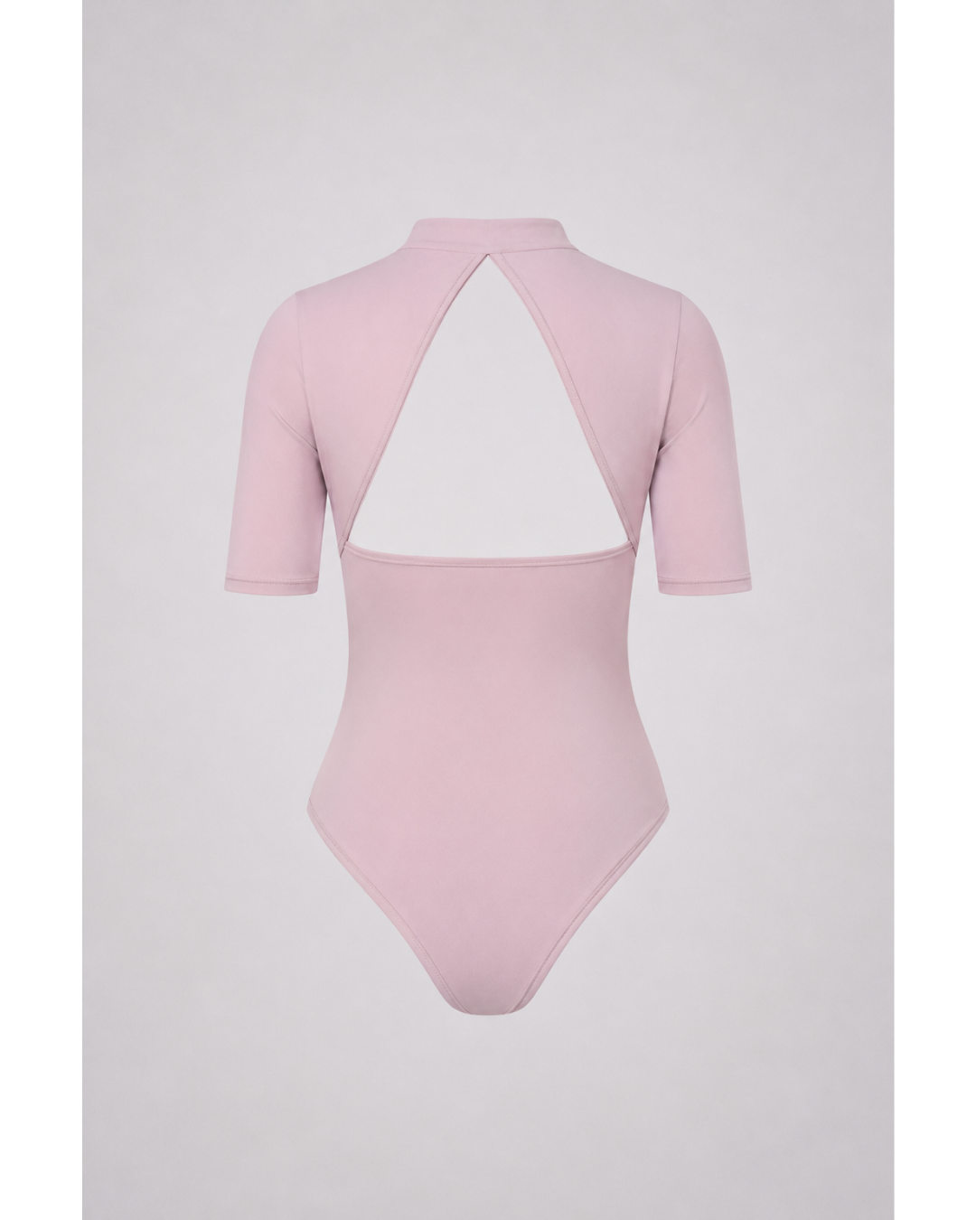 PINK LONG-SLEEVE MOCK NECK BODYSUIT — Cutout