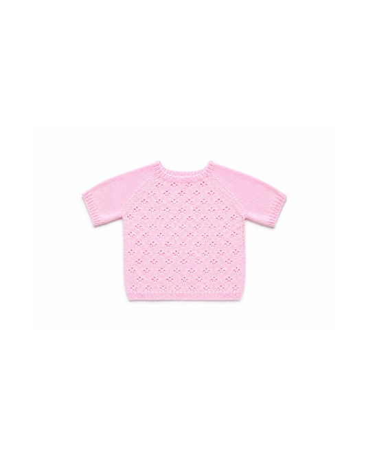 Pink Hand-Knitted Eco-Cotton Baby Sweater