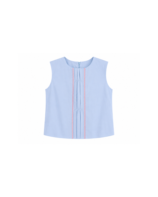 Blue Pleated Panel Top