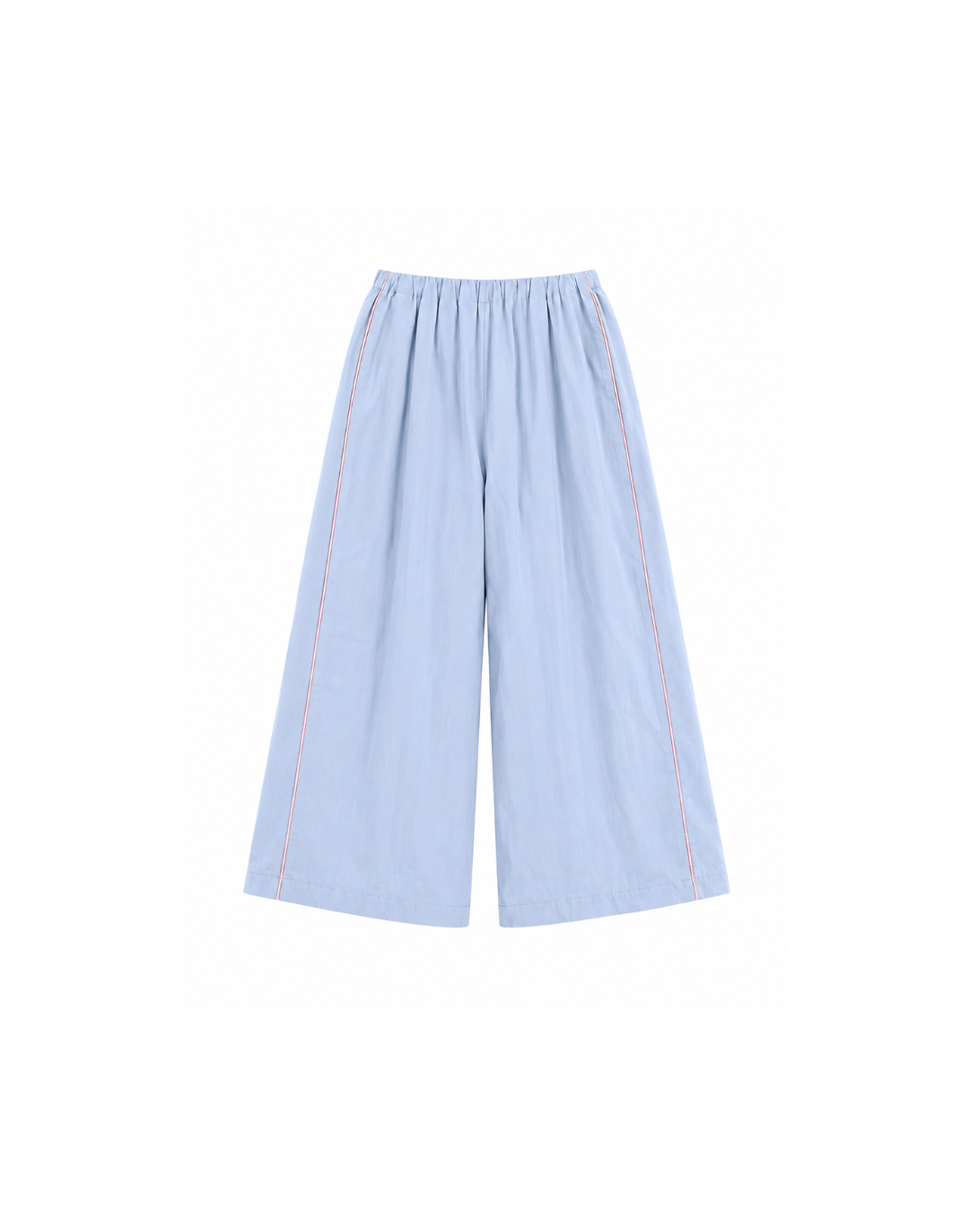 Blue Wide-Leg Cotton Trousers