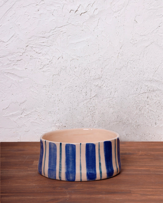 Striped handmade fruit bowl